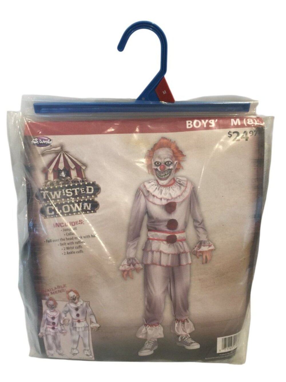 Fun World TWISTED CLOWN Boys Medium 8 Costume with Mask